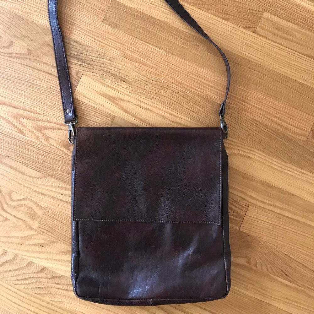 Brown leather laptop bag